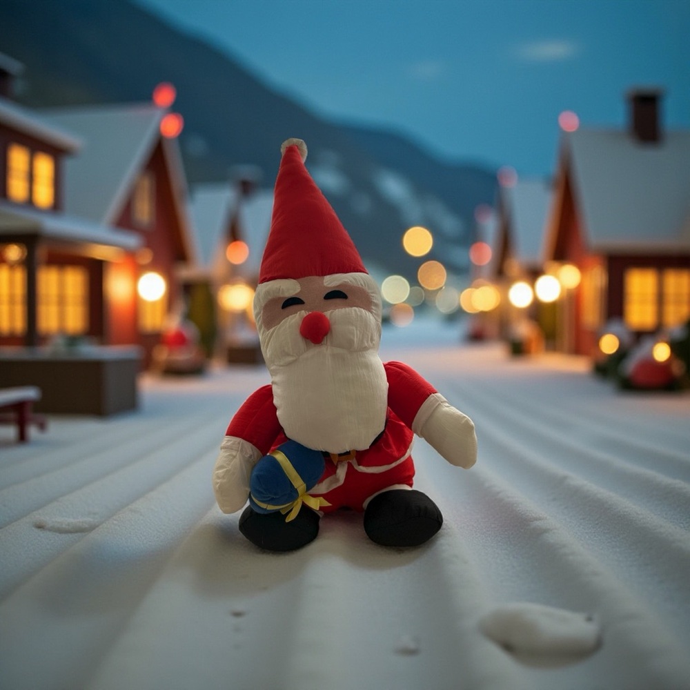 Sugarloaf Vintage Santa Plush with blue present